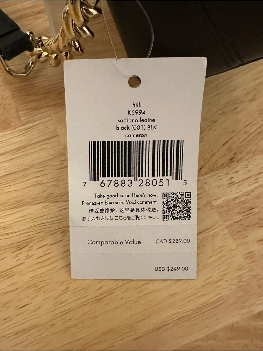 kate spade Black Saffiano Leather Ceossbody with Gold Chain and Leather Strap